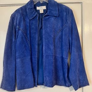 Suede leather jacket cobalt blue